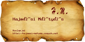 Hajmási Mátyás névjegykártya
